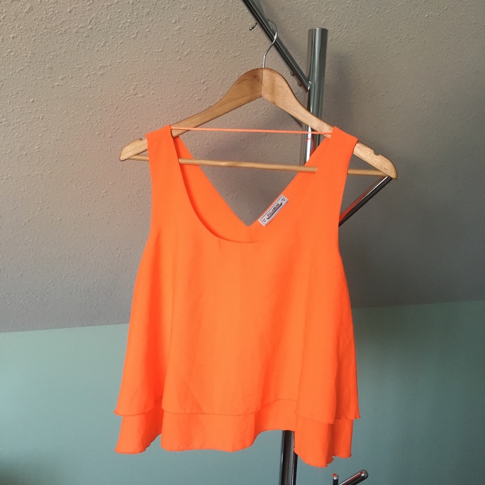 Pull & Bear Bright Orange Sleeveless Top